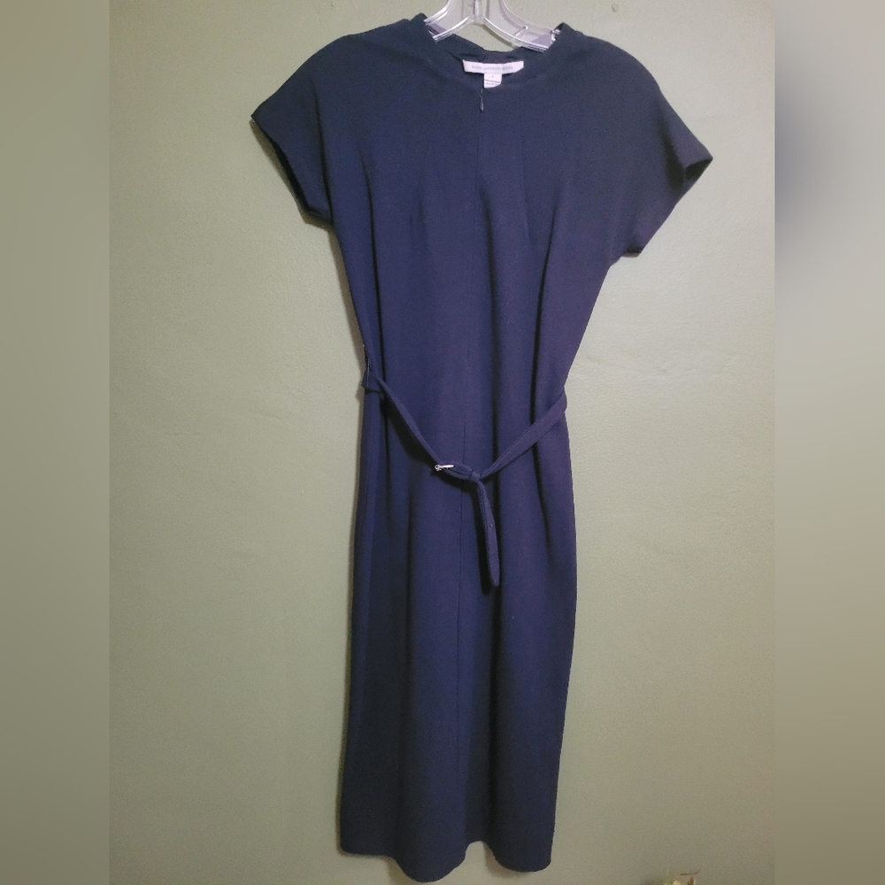 Diane von Furstenberg Navy Blue Cap Sleeve Midi Dress Size 0